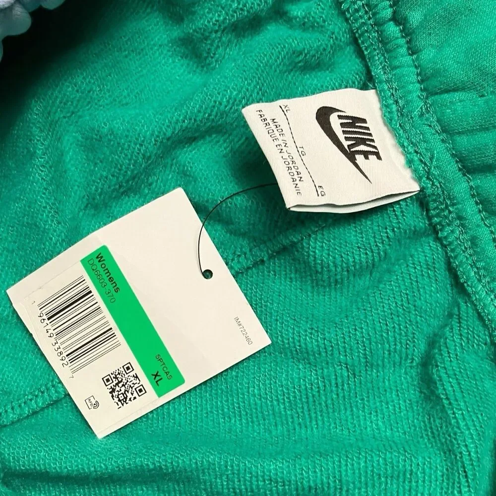 Nike Sweatpants WMNS XL Green Colorblock Tapered Fleece Sporty Swoosh Activewear